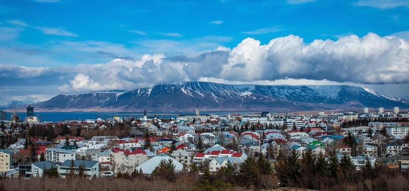 Aerial view of Reykjavik, Iceland